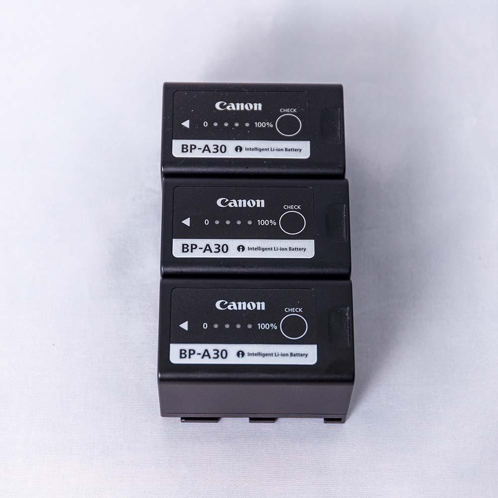 Three Canon BP-A30 batteries for Canon C200, C300 mk II, C200B