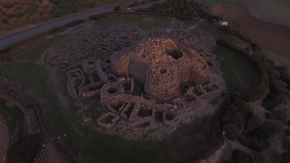 8- Nuraghe Barumini sunset drone view