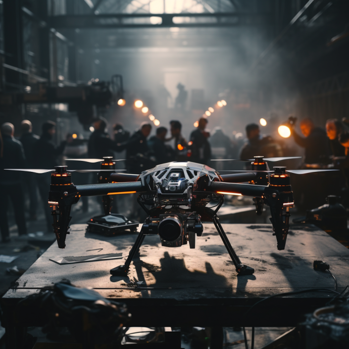 A cost-effective drone setup amidst a film shoot