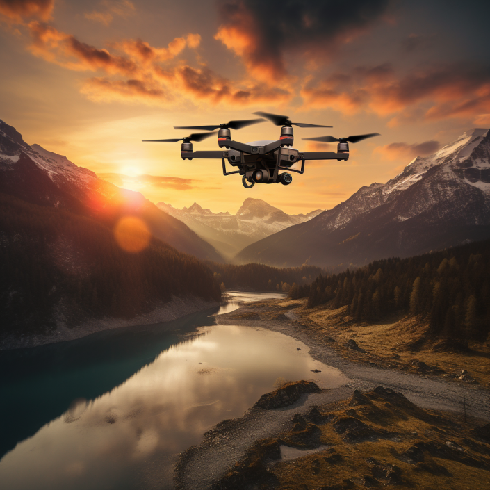 A drone capturing breathtaking aerial footage